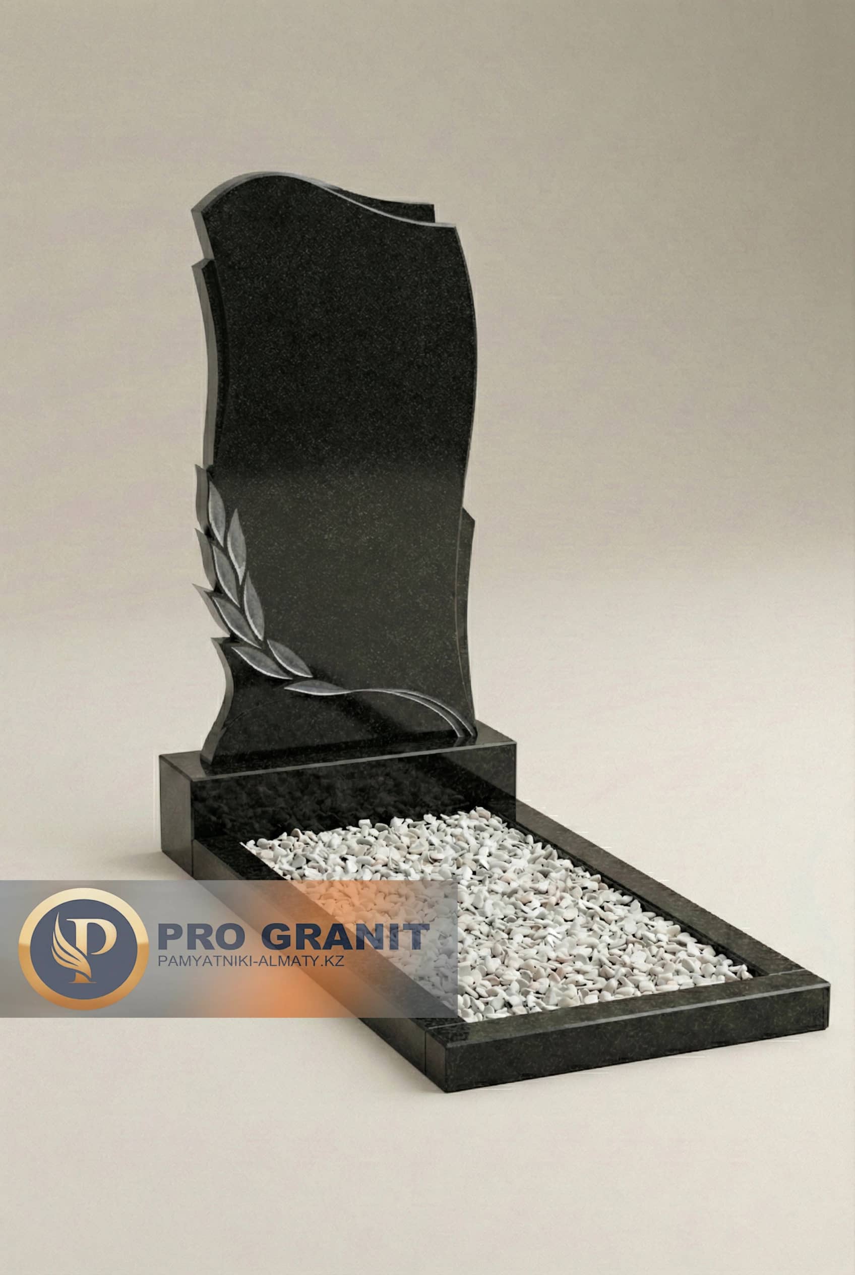 Памятник на могилу в виде ангела с опущенными крыльями черный гранит