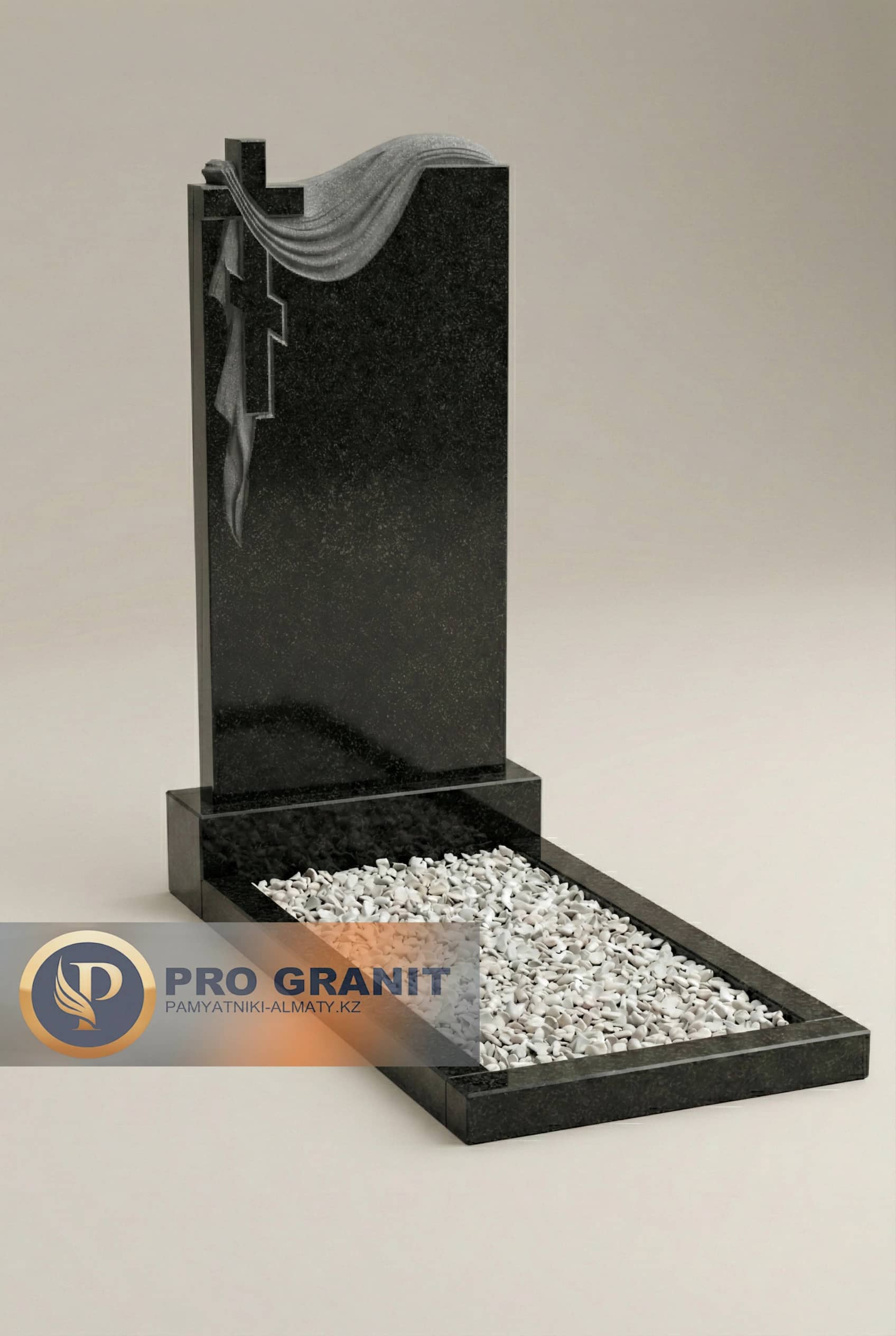 Гранитный памятник в виде креста на голгофе