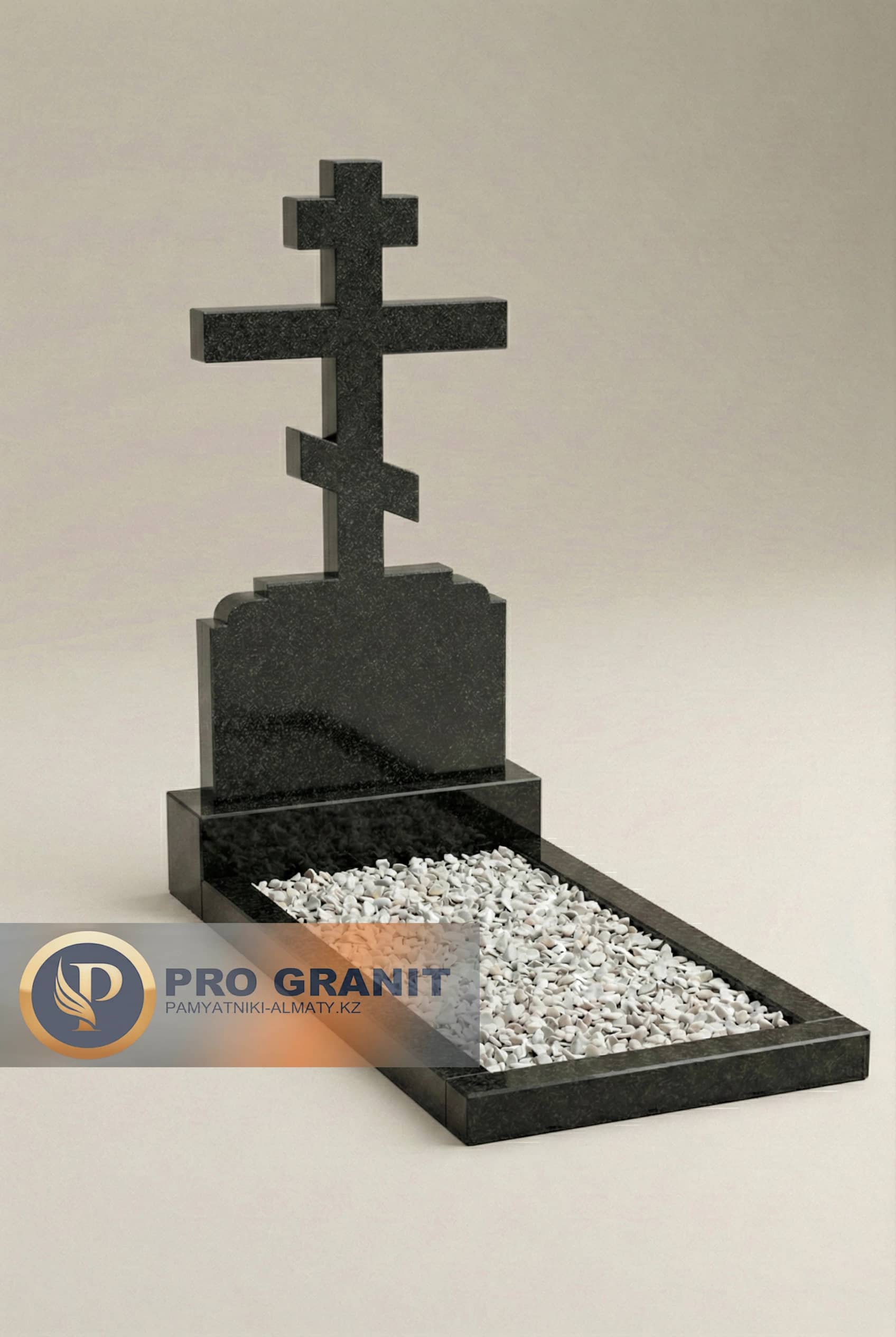 Памятник гранитный крест Алматы на тумбе