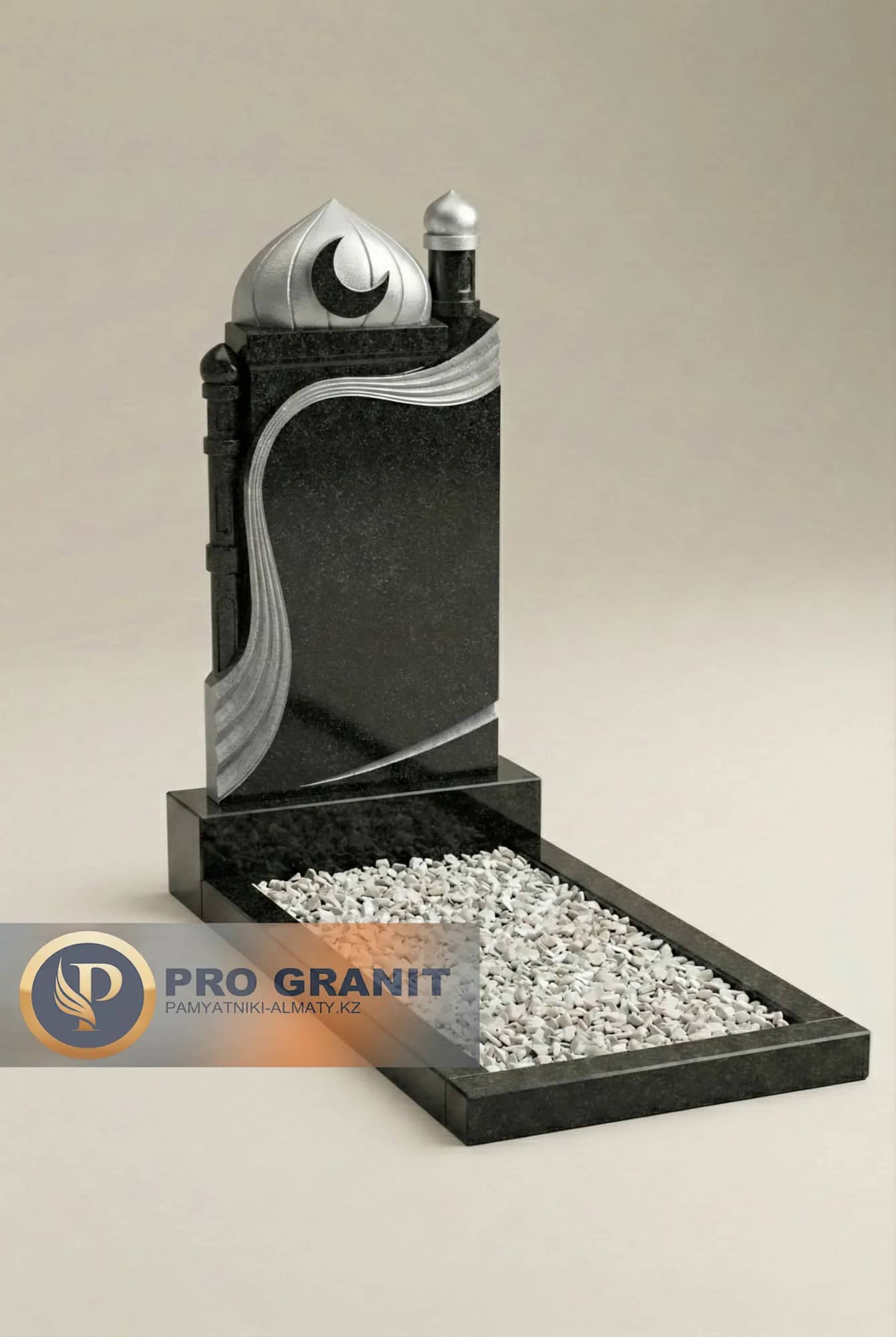 Эксклюзивный мемориальный комплекс с оградой и скамейкой.