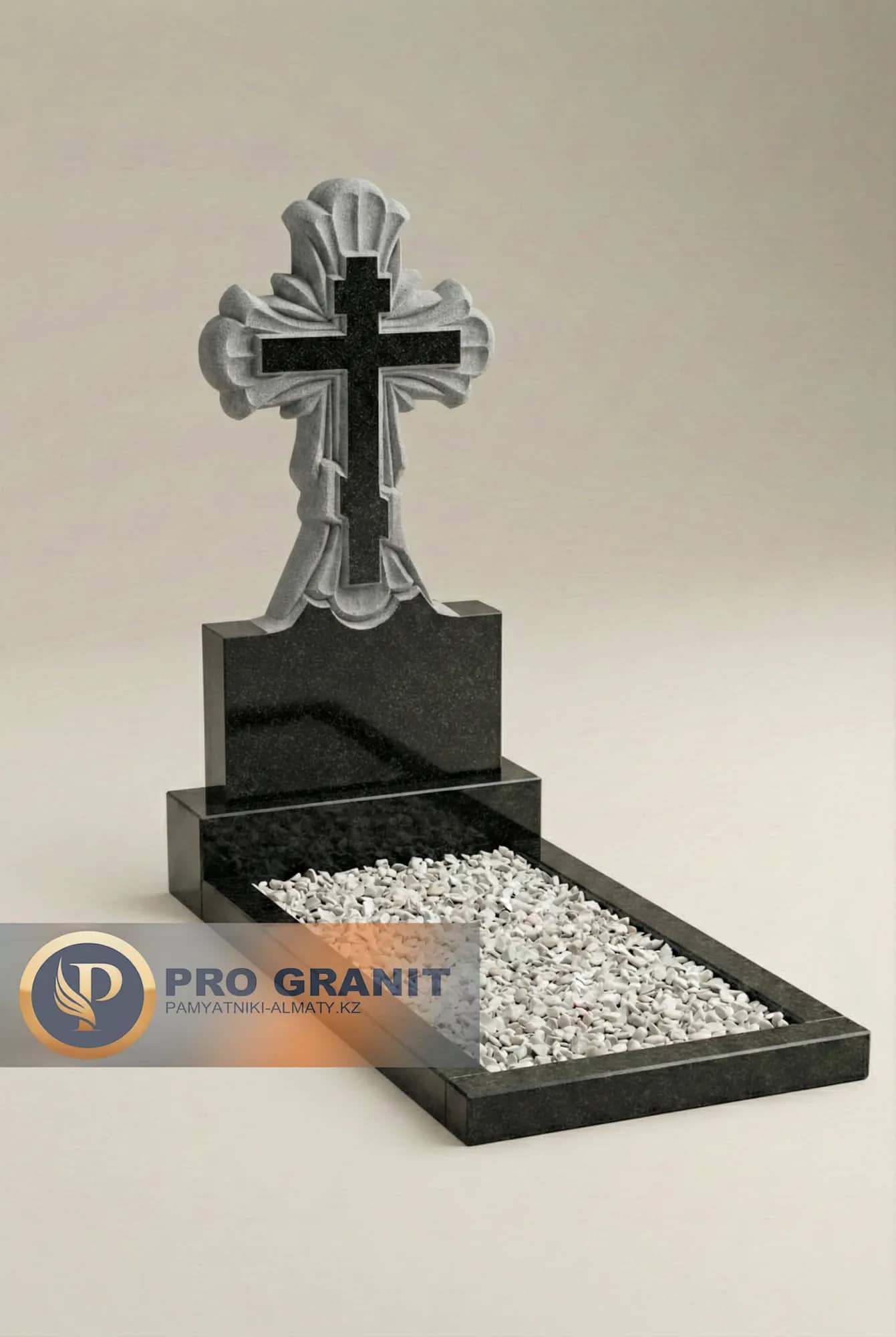вертикальный памятник на могилу в виде креста с голгофой