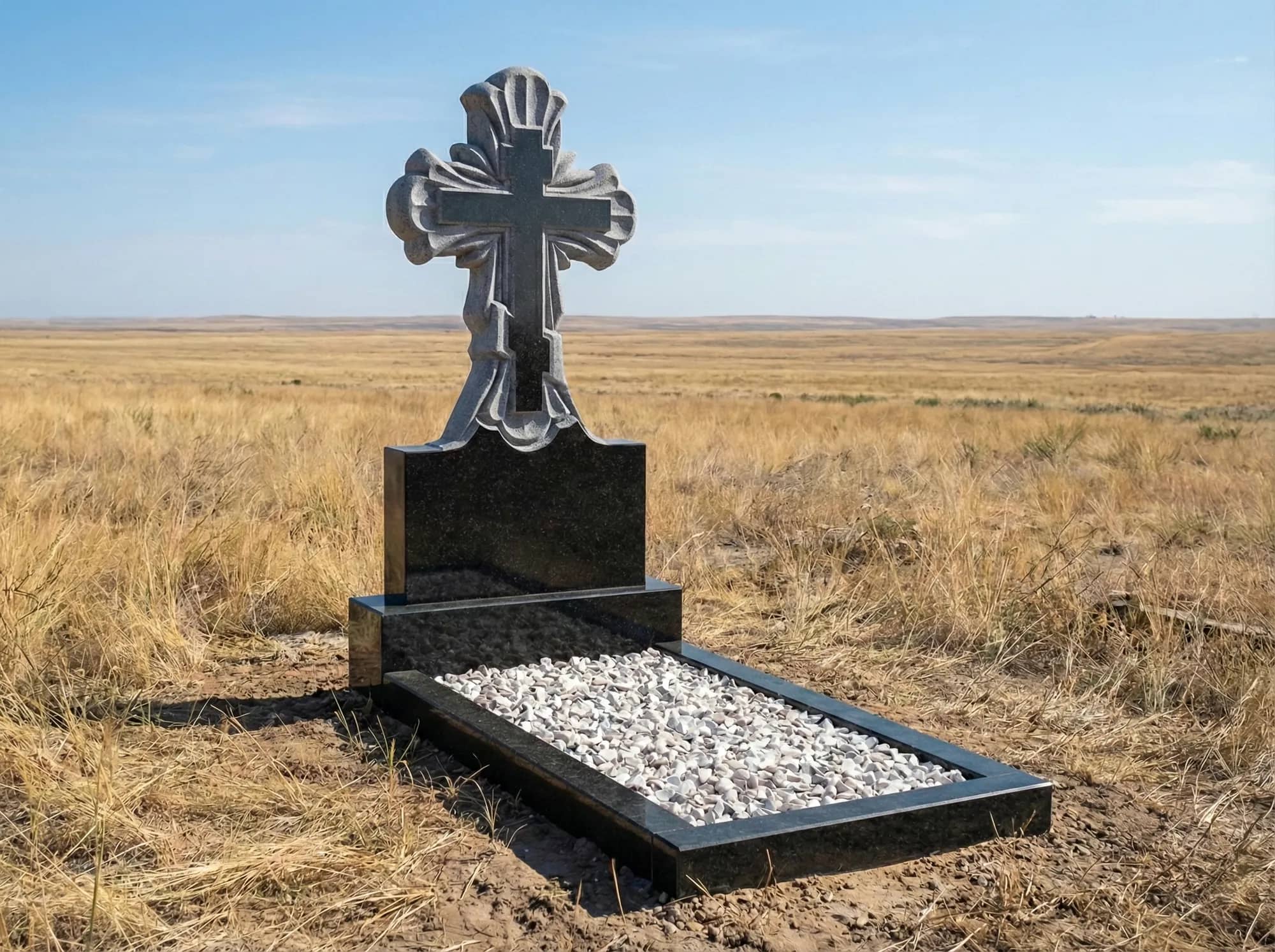 Гранитный памятник в виде креста