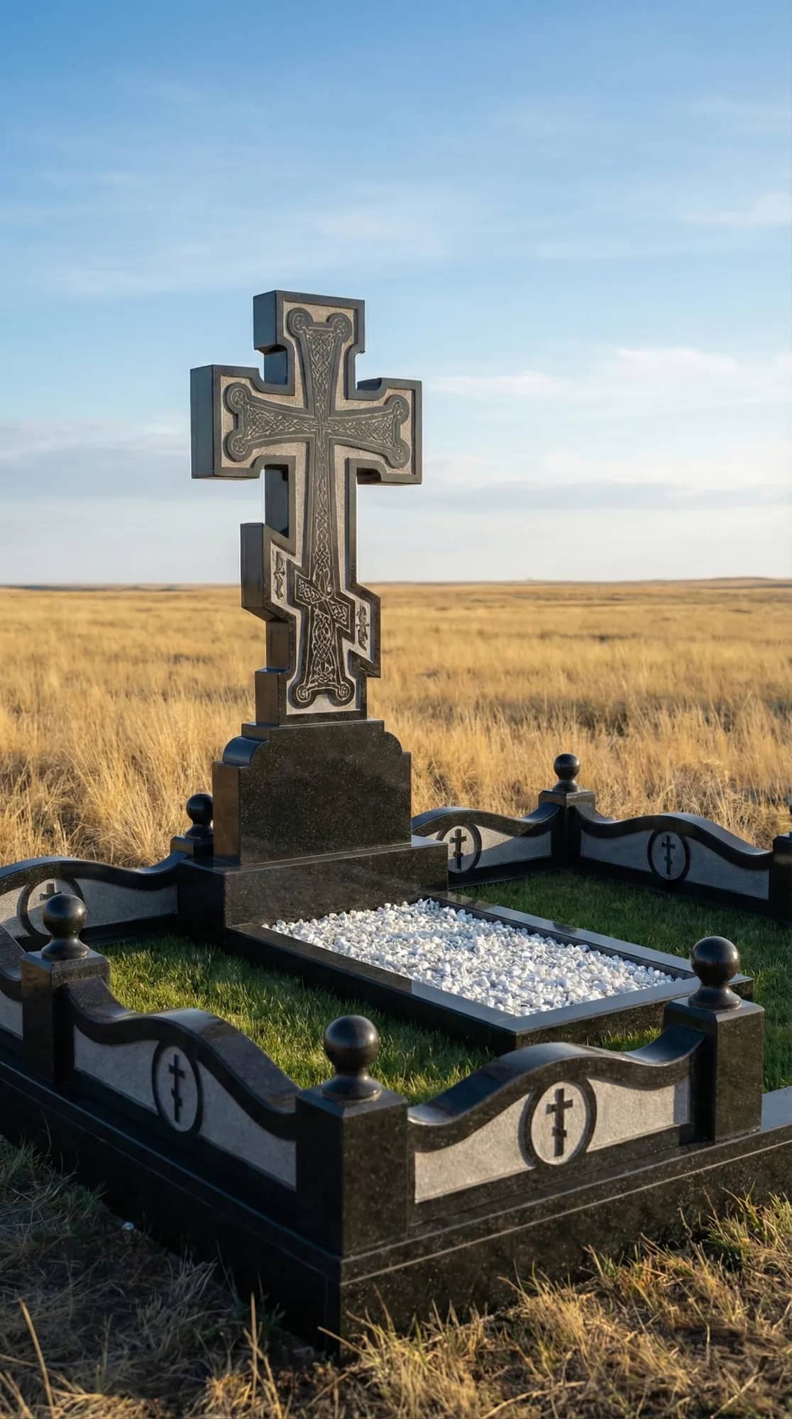 бюджетный памятник гранитный крест для одиночного захоронения