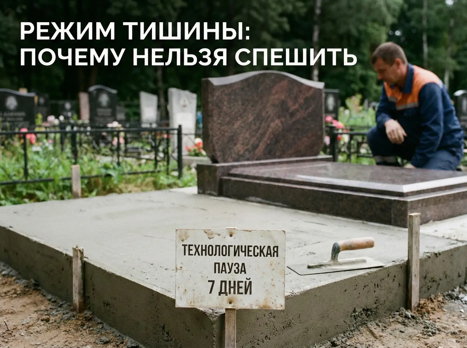 Свежезалитый бетонный фундамент