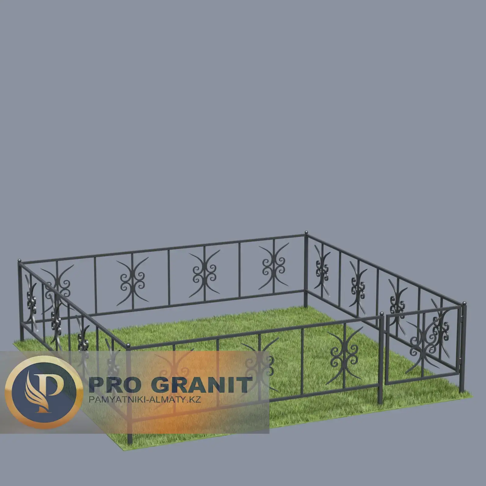Простая сварная ограда на могилу установка