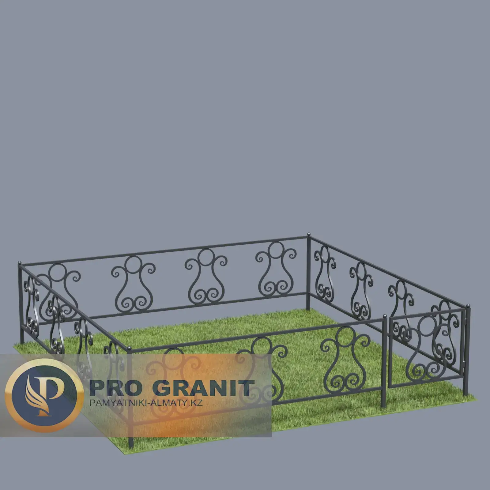 Ограда на кладбище с шарами на столбах