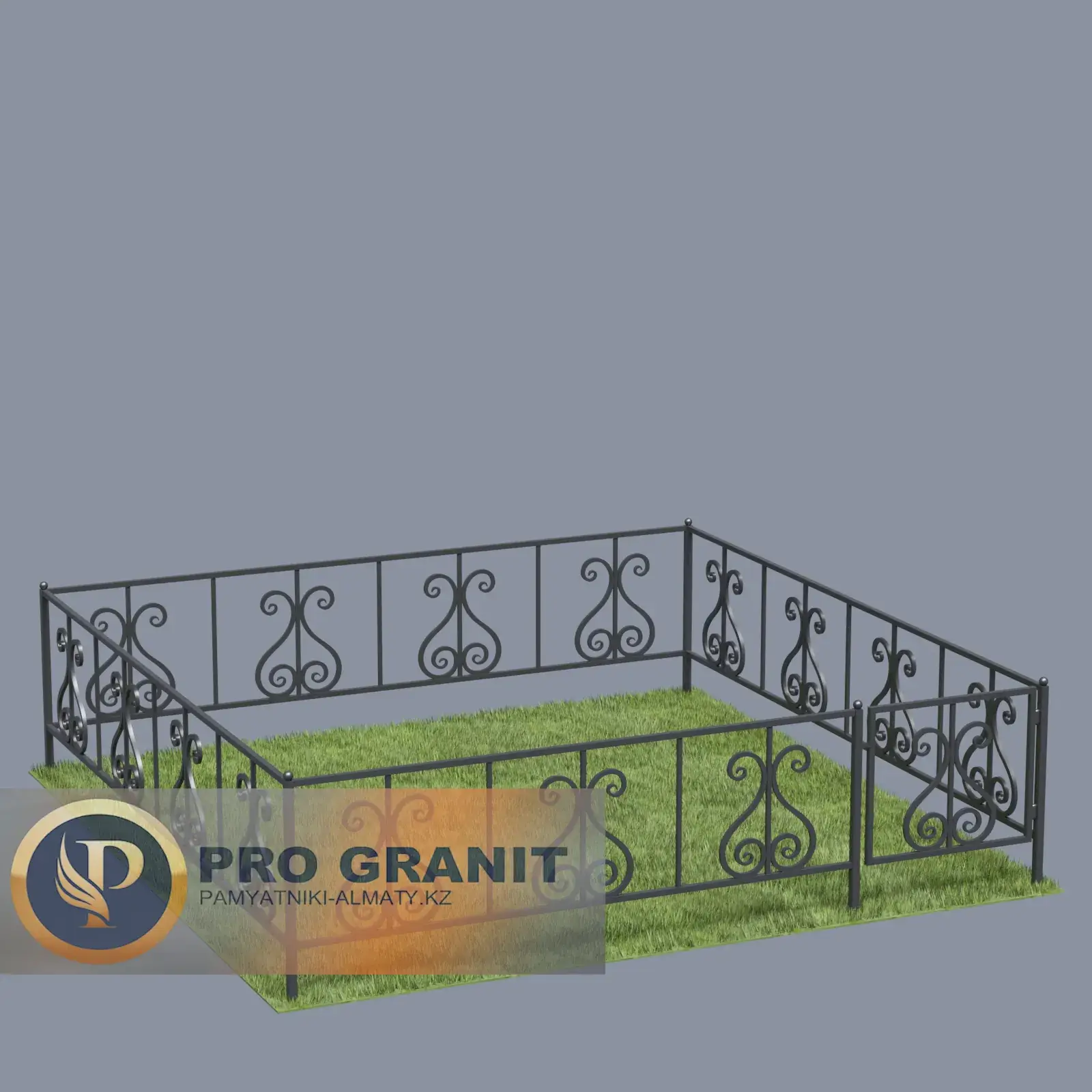Ритуальная ограда с порошковой покраской черная