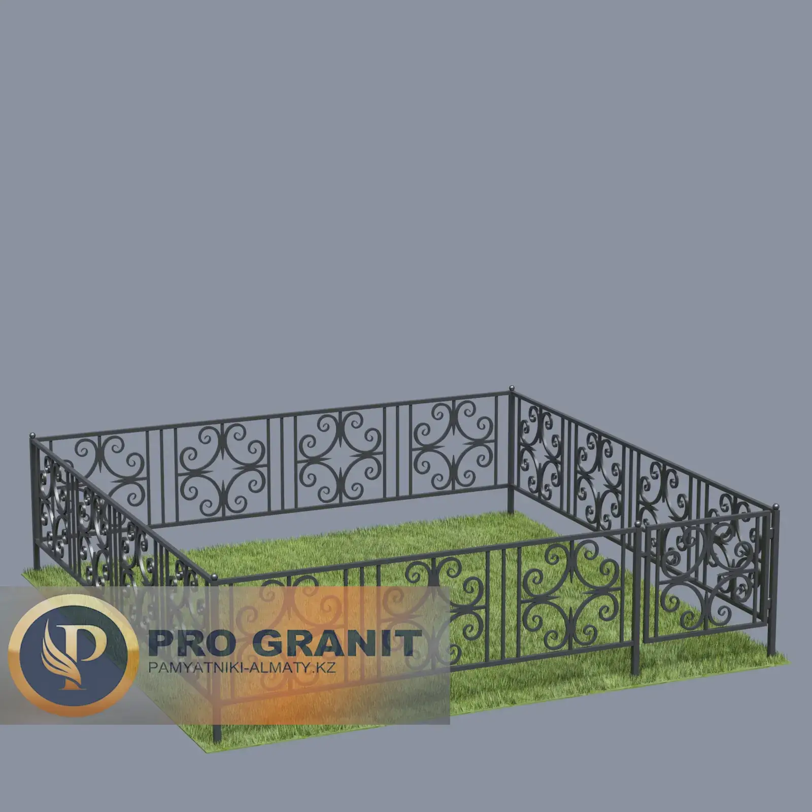 Ограда на кладбище с элементами литья