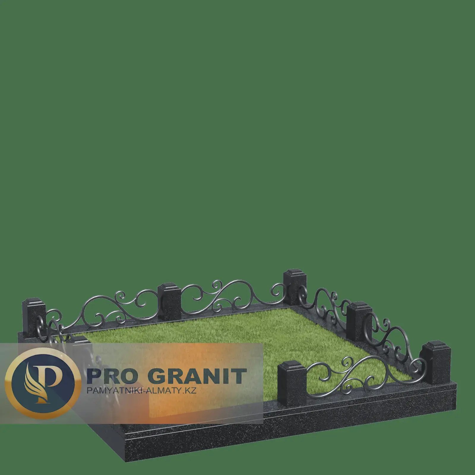 Комбинированная ограда гранитные столбы и ковка