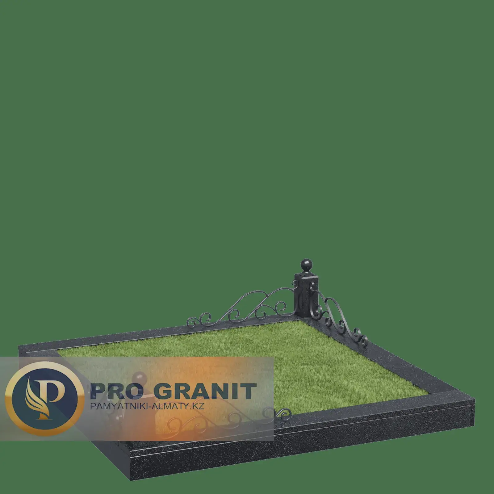 Цоколь из гранита с кованой оградой Алматы