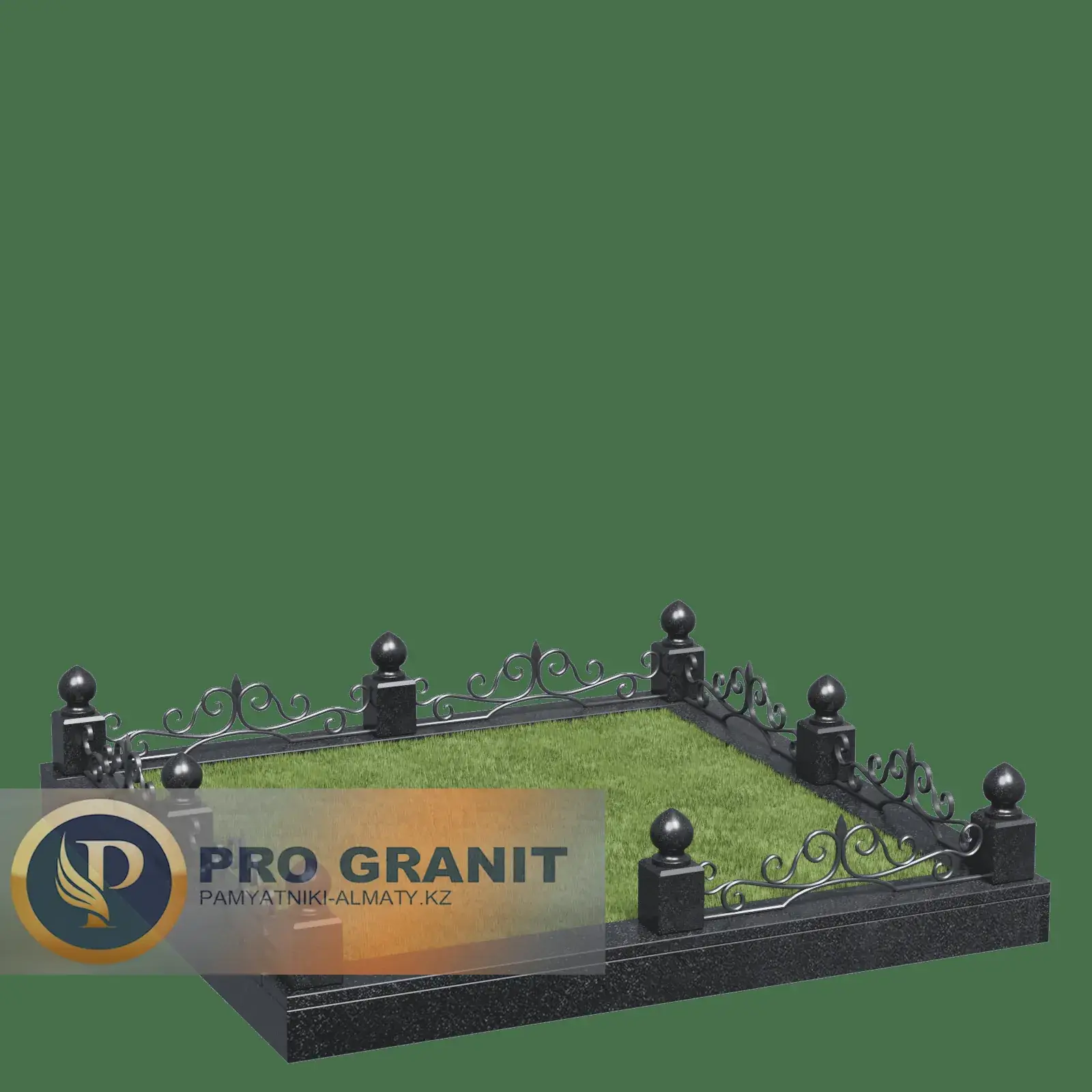 Ритуальная ограда с каменными вставками