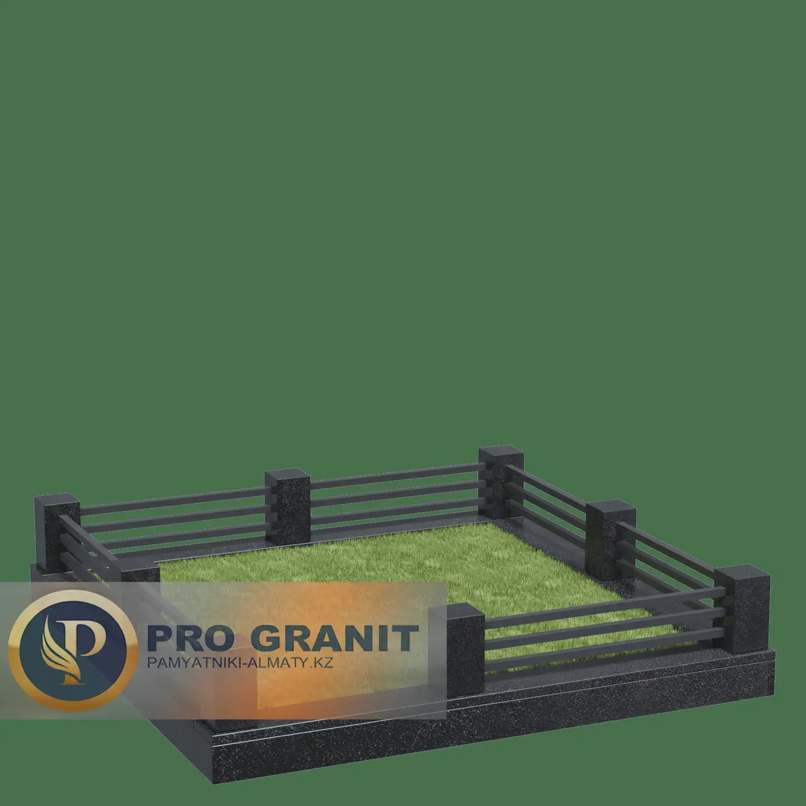 Комбинированная оградка черный гранит