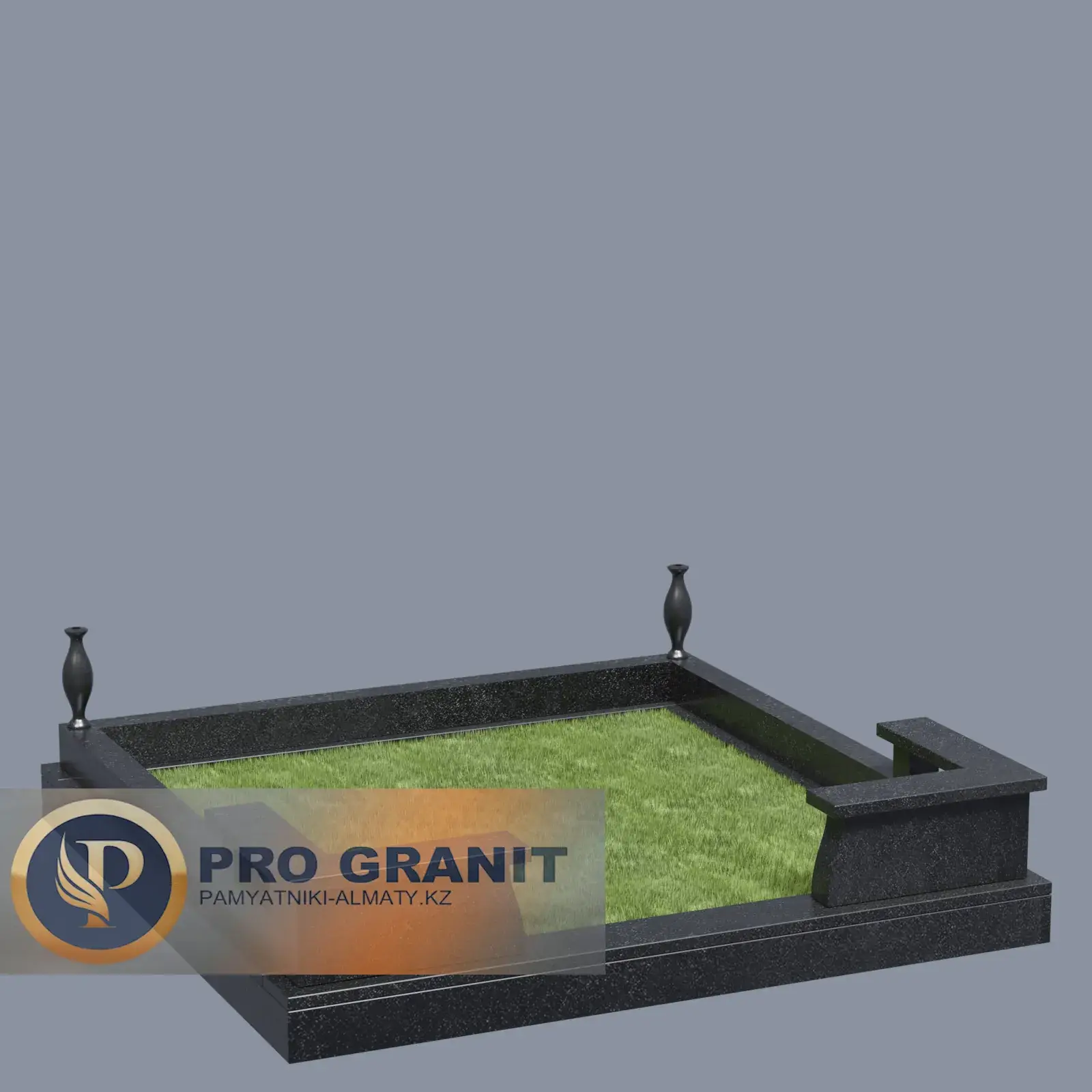 Ограда на кладбище из красного гранита