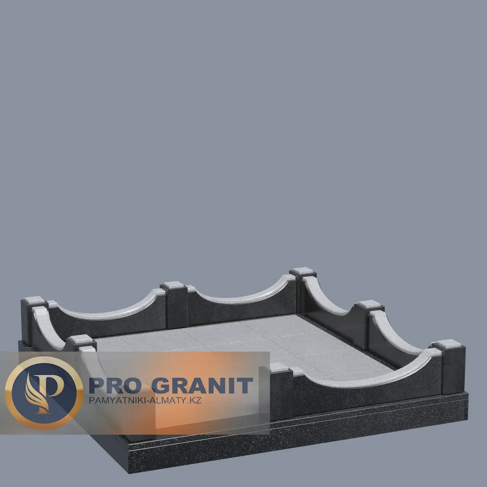 Ограда из гранита с фигурными столбиками