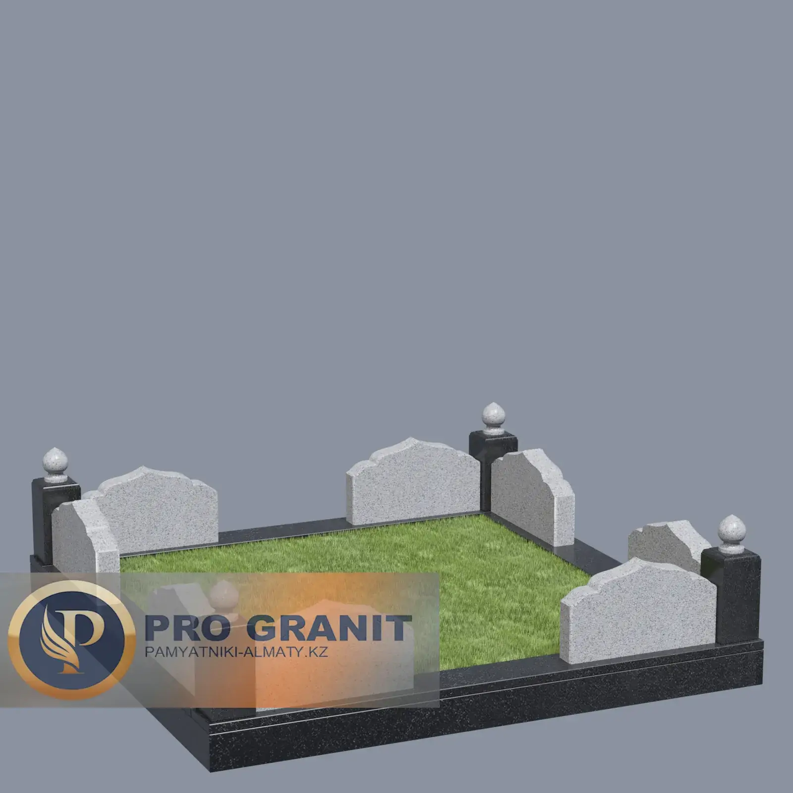 Гранитная ограда с перемычками из камня