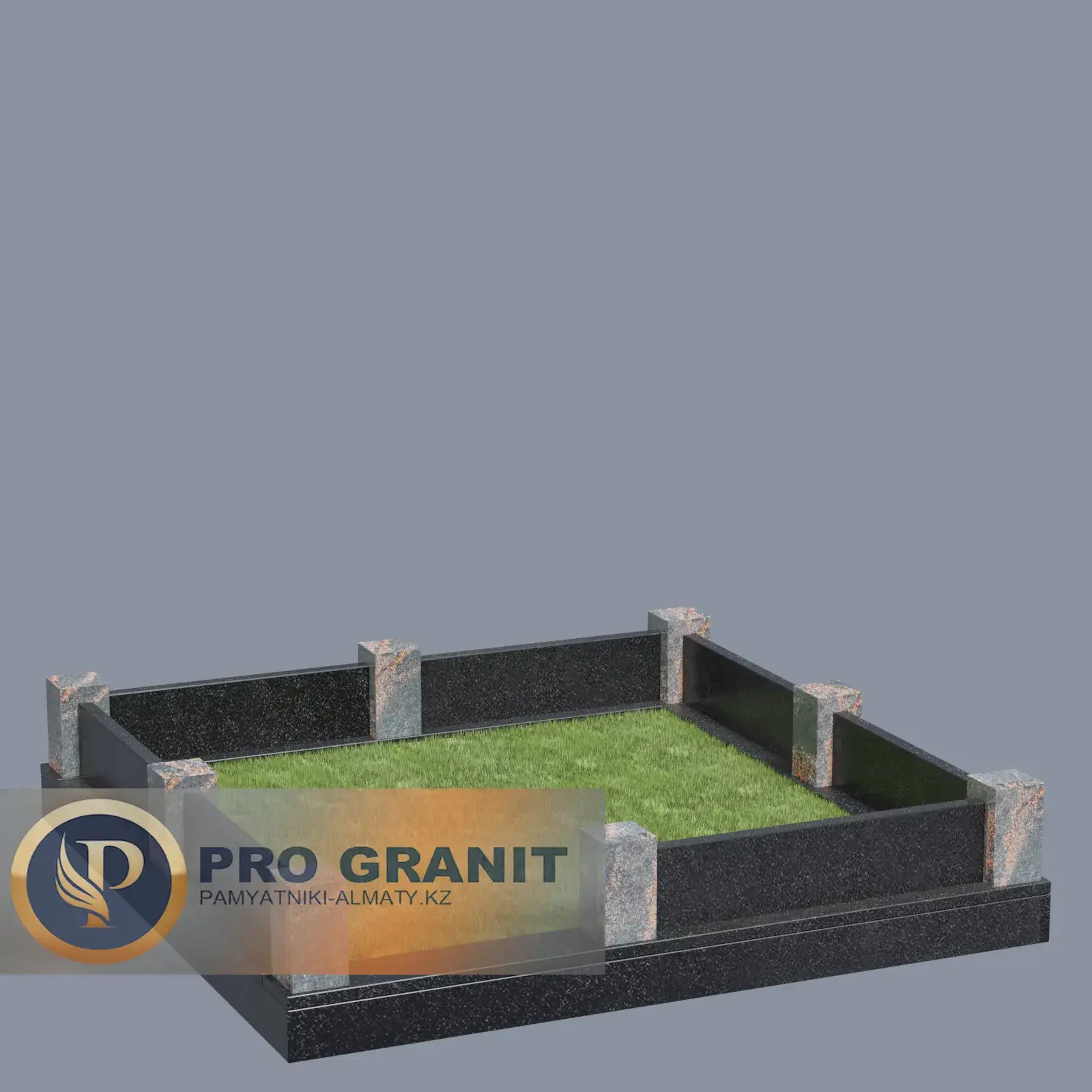 Гранитная ограда с шарами и фаской