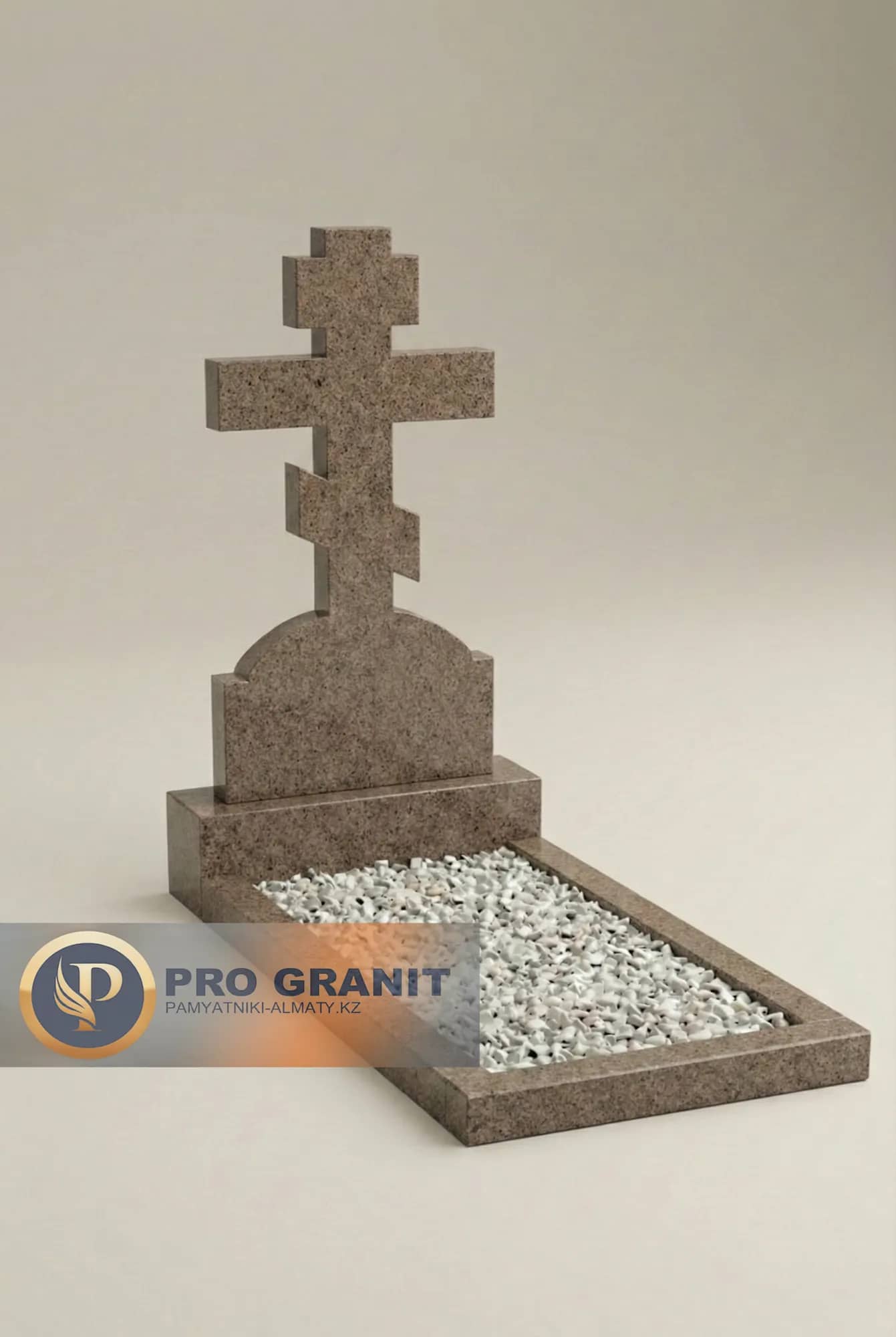 Православный крест и тумба гранит коричневый