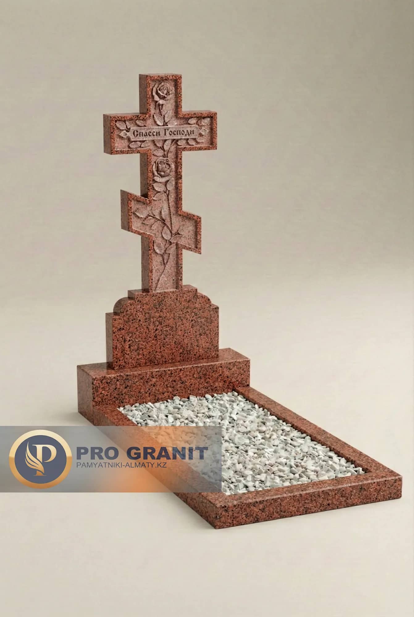 Памятники из красного и черного гранита комбинированные