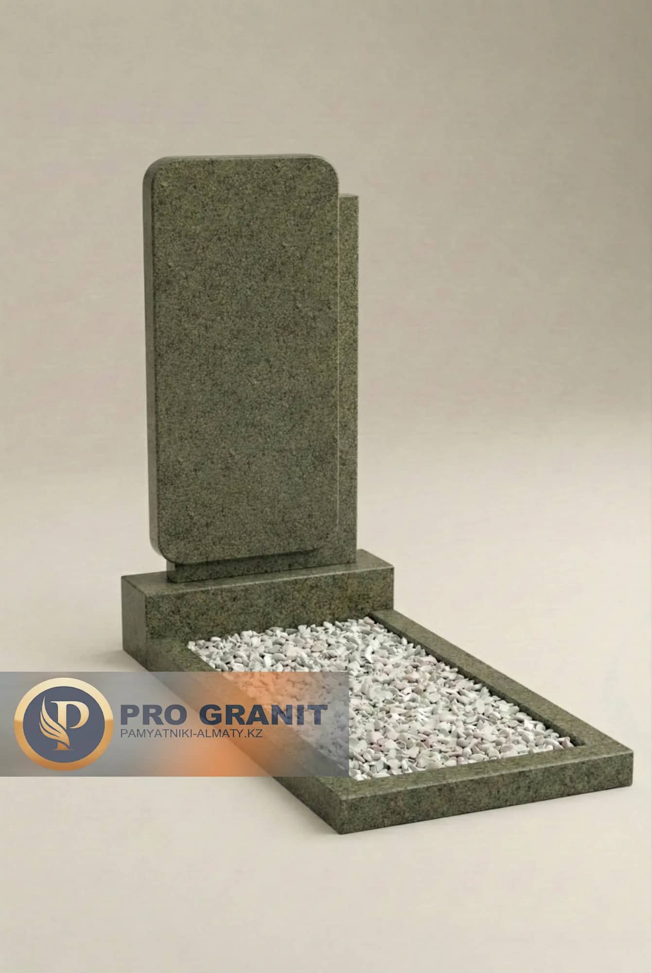 Надгробие из зеленого гранита с золотой надписью