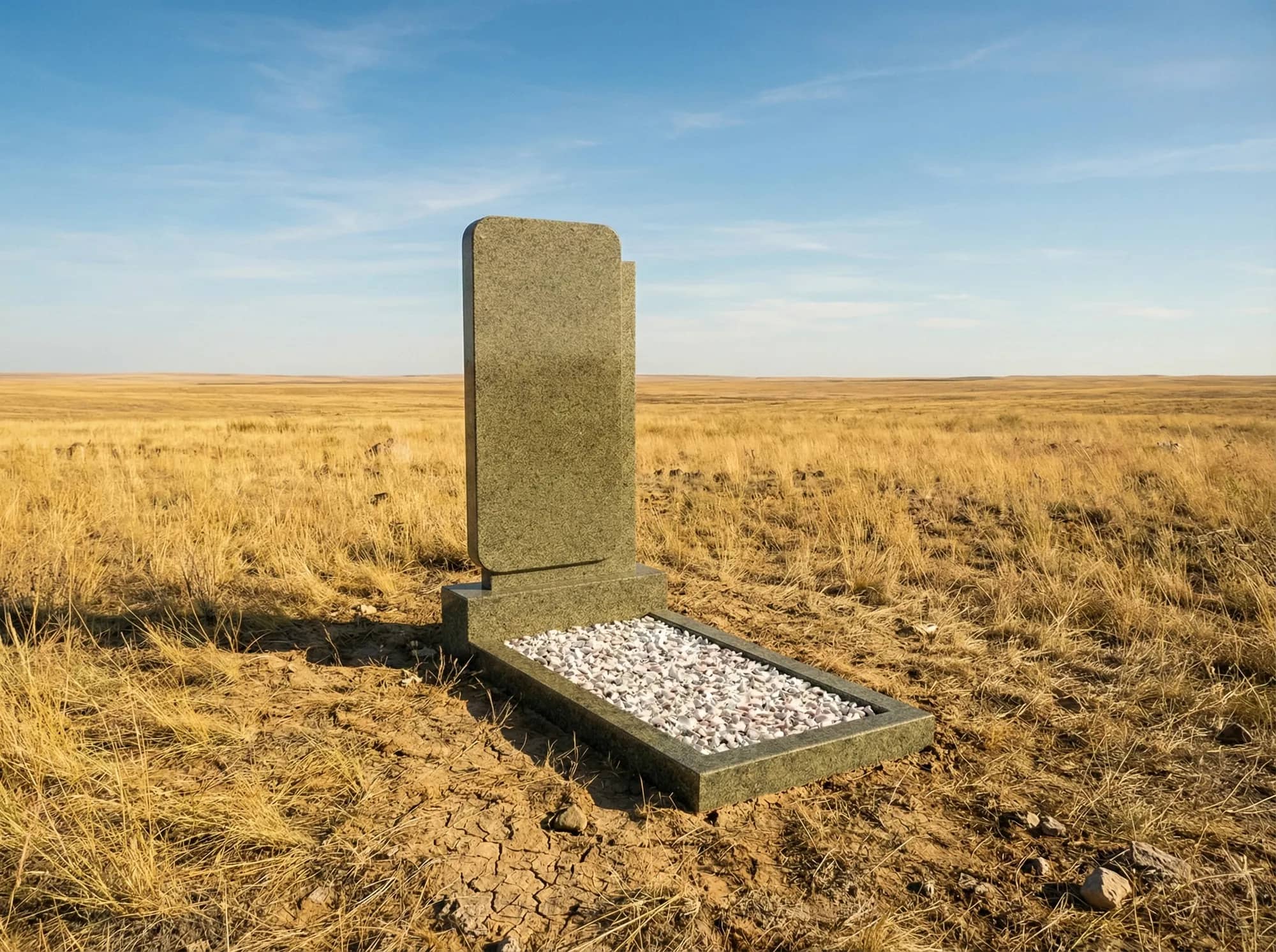 Элитный памятник из зеленого гранита Алатагыл с благоустройством в Алматы