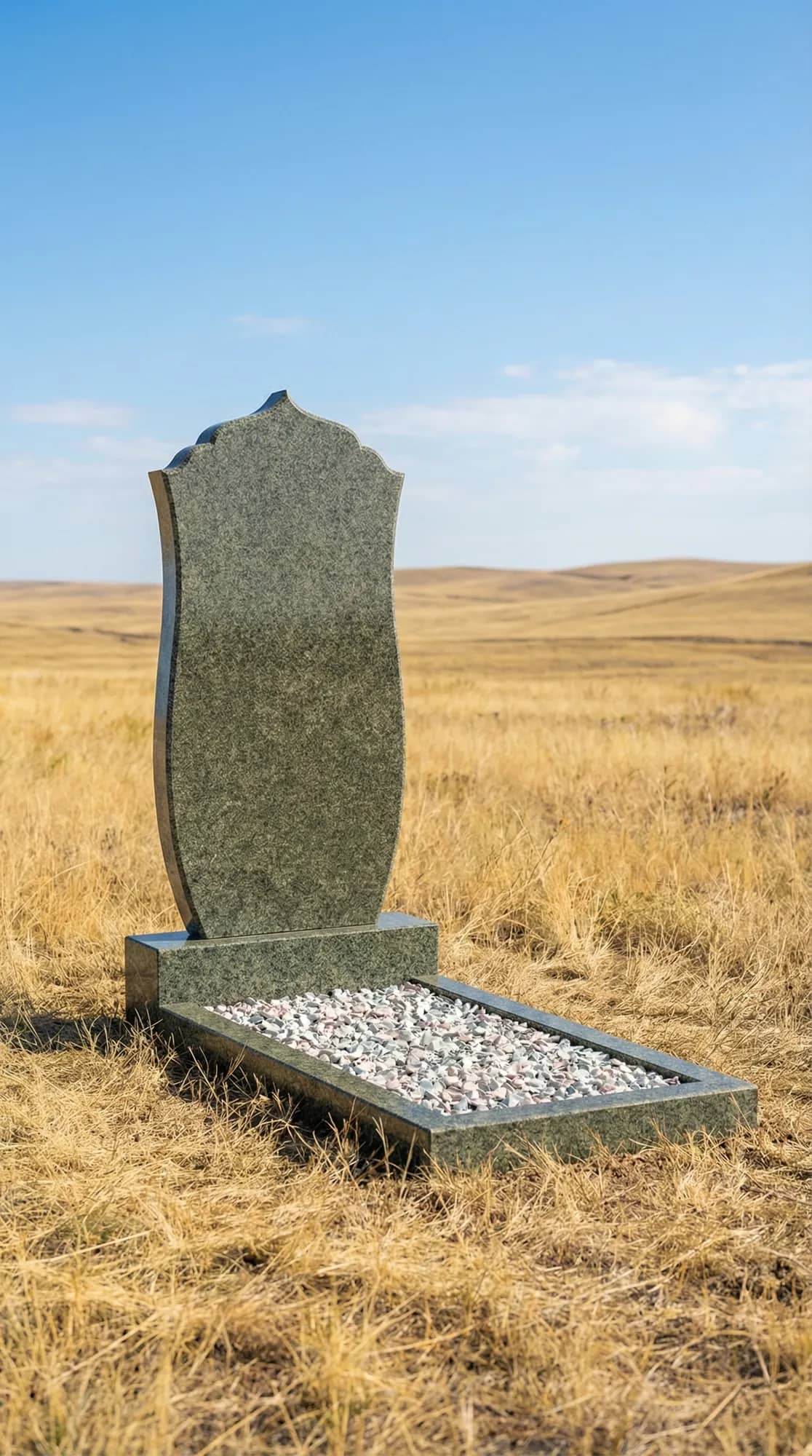 Памятник из зеленого гранита Алатагыл резной